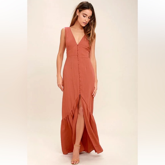 Lulus Dresses & Skirts - Simpatico Rust Orange Maxi Dress, sz M